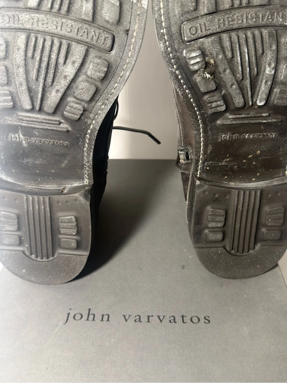 John Varvatos Dark Brown Leather Lace-Up Combat Boots